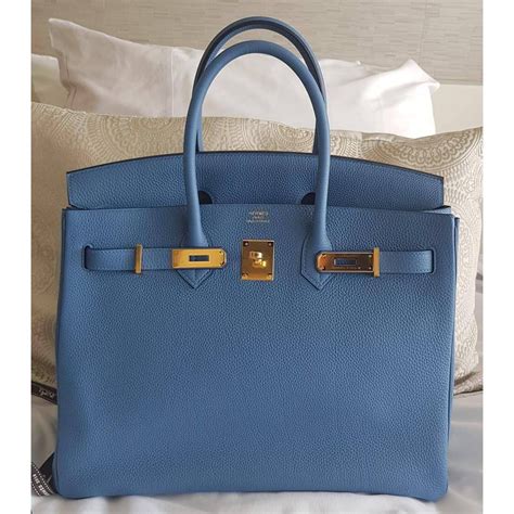 hermes blue azur togo birkin 35cm gold hardware|hermes birkin 35cm.